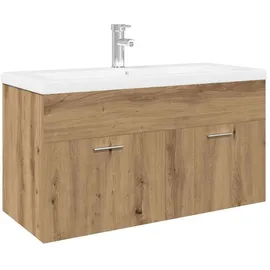 vidaXL Waschbeckenunterschrank mit Einbaubecken Artisan-Eiche