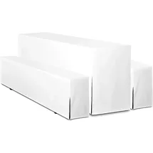 TexDeko Hussen Bierzeltgarnitur Premium blickdicht 3TLG Set Biertischhusse 220x50cm Festzeltgarnitur, Weiß