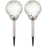 GLOBO 2er Set LED Solar Leuchten Steck Lampen Beleuchtungen Glas Kugel Außen Strahler Farbwechsel