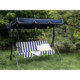 Beliani Hollywoodschaukel Blau/Weiß 2-Sitzer