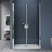 doporro Nischentür dusche Duschabtrennung Duschkabine 139cm - 143cm Nischendrehtür 195cm ESG-Sicherheitsglas Duschtür aus Klarglas mit Hebe- und Senkmecha...