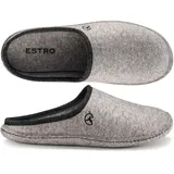 ESTRO Filzpantoffeln Herren mit Filzsohle - Hausschuhe Herren Winter Warm Hausschuhe Männer Filz Pantoffeln WOLLFILZ (Grau, 43 EU) - 43 EU Weit