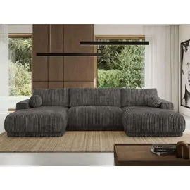 MKS Meble Ecksofa RINA U-Form Cord 3-Sitzer Grau