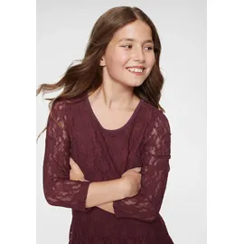 Kidsworld Jerseykleid "- Spitzenkleid", Mädchen, Gr. 128/134, N-Gr, rot (bordeaux), Spitze, Obermaterial: 95% Polyester, 5% Elasthan.