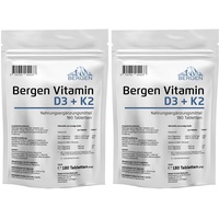 Vitamin D3 5000 IU & Vitamin K2 200mcg MK-7 Menachinon-7 D3 I.E. 360 Tabletten
