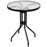 VCM Bistrotisch mit Glasplatte Glastisch mit Schirmloch Gartentisch Terrassentisch Tisch Glas Ø 60cm