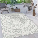 Paco Home Outdoor Teppich wetterfest & robust modernes Mandala & Boho Design pflegeleicht & flachgewebt für Balkon, Terrasse, Garten, Wohnzimmer & Küche Ethno Mandala, Grösse:200x280 cm, Farbe:Türkis