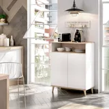 Dmora Sideboard Varatella 80 x 40 x 102 cm Weiß und Eiche