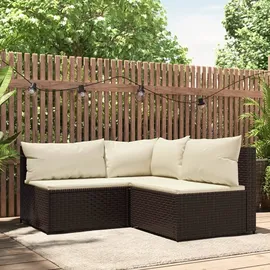 vidaXL 3-tlg. Garten-Lounge-Set mit Kissen Braun Poly Rattan