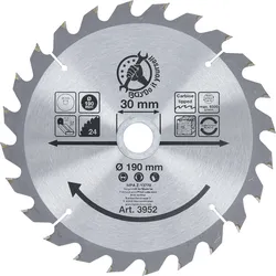 BGS DIY 3952 Hartmetall Kreissägeblatt Ø190 x 30 x 2,5mm 24 Zähne
