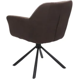 Mendler 2er-Set Esszimmerstuhl HWC-K33, Küchenstuhl Stuhl, drehbar Auto-Position, Stoff MVG Kunstleder, braun-dunkelbraun
