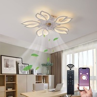 Becailyer 25-Zoll-Deckenventilator mit Beleuchtung, 50-W-Fernbedienung, dimmbar, 5-Blatt-Form, LED-Unterputz-Deckenventilator-Lampe, leiser Ventilator, Leuchte für Wohnzimmer, Schlafzimmer, Esszimmer