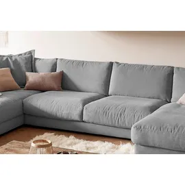 KAWOLA Wohnlandschaft U-Form Madeline Cord Longchair rechts grau