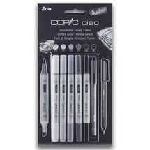 Copic COPIC® ciao 5+1 Kalte Grautöne Layoutmarker-Set grau 1,0 + 6,0 mm, 6 St.
