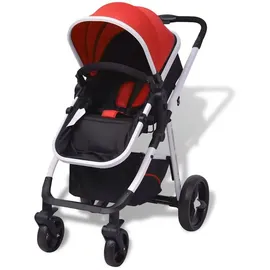 vidaXL 3-in-1 Kinderwagen Rot/Schwarz
