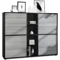 Vladon Highboard, Anthrazit, 130.5x105.5x35.5 cm, Wohnzimmer, Kommoden & Sideboards,