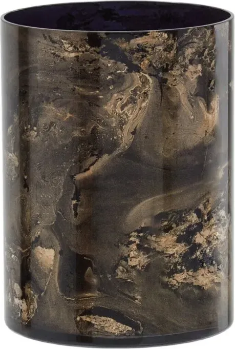 Premier Housewares Gaia kleiner Kerzengeständer in Schwarz-Gold-Marmoroptik