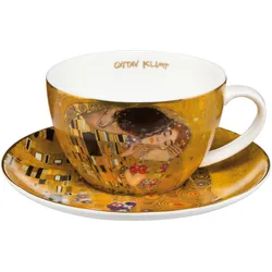 Cappuccinotasse GOEBEL "Der Kuss", bunt, H:7cm Ø:15cm, Fine China-Porzellan, Trinkgefäße, goldfarben