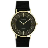 Oozoo Vintage Damenuhr C20188 IP-Gold Glitzer Meshband Schwarz 40 mm