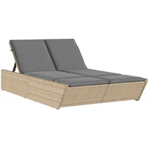 vidaXL Doppel-Sonnenliege 118 x 200 x 50,5 cm Beige
