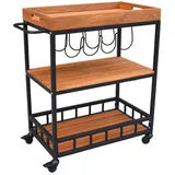 Dehner Servierwagen 84 x 67 x 40 cm Schwarz/Braun