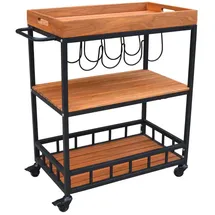 Dehner Servierwagen 84 x 67 x 40 cm Schwarz/Braun