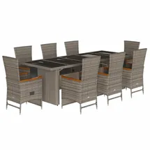 vidaXL Garten-Essgruppe 9-tlg. Grau