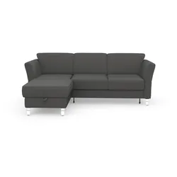 Ecksofa SIT & MORE "Visby L-Form", grau, B:248cm H:87cm T:162cm, Sofas, wahlweise mit Bettfunktion und Bettkasten, frei im Raum stellbar