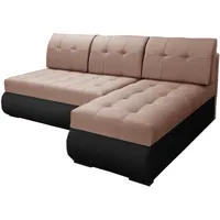 BROMARKT Ecksofa GRILIA L-Form Schlafsofa Wohnlandschaft Links/Rechts Couch, Bettkasten,Schlaffunktion,viele Farbvarianten (Rechts, Rino 61 - Rosa + Madrit 9100, h80 x t141 x b200 cm)