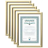 Ideal Trend 2er 3er 5er 10er Pack Dokument Bilderrahmen 21x29,7 DIN A4 Urkunde Foto Rahmen: Farbe: 5er Pack Gold