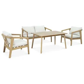 Idimex YAPA Loungeset aus massivem Akazienholz 4-tlg. Natur/Beige