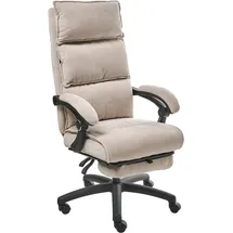 Beliani Chefsessel mit Fußstütze Chenillegewebe Beige