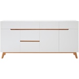 XXXLutz Sideboard Cervo, Weiß, Eiche, Holz, Eiche, furniert, massiv, 3 Fächer, 6 Schubladen, 193x95x40 cm, Typenauswahl, Beimöbel erhältlich, stehend, Schlafzimmer, Schlafzimmer Kommoden