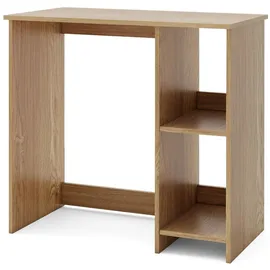Costway Kleiner Schreibtisch, Computertisch mit 2 Fächern, PC-Tisch, Bürotisch für kleine Räume, 80 x 40 x 74 cm, Natur