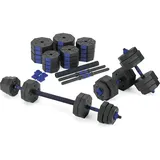 Gymtek Hanteln Set 2in1 Kurzhanteln und Langhantel, Hanteln Verstellbar, Gewicht Krafttraining Zuhause, Kurzhanteln 2er Set und Langhantelstange, Gewichte Hantel, Home Gym, Sport (Blau 2x20kg)
