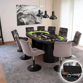 Home Deluxe Pokertisch inkl. Pokerkoffer und 6 Stühlen LAS VEGAS - Für 9 Personen