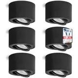 linovum 6 Stück LED Aufbauspot SMOL schwarz - flach & schwenkbar - Aufputzleuchte Deckenspot inkl LED Modul 4W warmweiß 230V