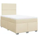 vidaXL Boxspringbett mit Matratze Creme 120x190 cm Stoff