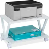 Relaxdays Druckerständer, 2 Ebenen, Rollwagen für Drucker, H x B x T: 28 x 44 x 28,5 cm, mit Rollen, Druckertisch, weiß