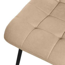 ML-Design Esszimmerstühle 4er Set Hellbraun mit Stoffbezug, schwarze Metallbeine, gepolstert, Wohnzimmer Küche Büro, Gepolsterte Sessel