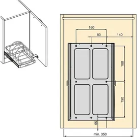 Emuca Küchenzubehörablage inkl. Mitnehmer für Küchenzubehör, Bodenbefestigung und Manuellem Auszug, - Putzmittelauszug