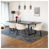 Home Deluxe Essgruppe Eckig AVENCIA inkl. U-Fuß - 240 x 120 cm Dark Oak, (7-tlg), MDF Esstisch mit U-Fuß & Esszimmerstühle für Esszimmer & Wohnzimmer weiß