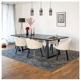Home Deluxe Essgruppe Eckig AVENCIA inkl. U-Fuß - 240 x 120 cm Dark Oak, (7-tlg), MDF Esstisch mit U-Fuß & Esszimmerstühle für Esszimmer & Wohnzimmer weiß