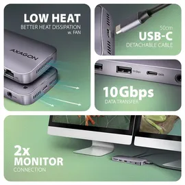 AXAGON HMC-12GM2 Multiport-Hub, USB-C 3.1, M.2-NVMe/SATA, DP HDMI, Gbit-LAN, 3x USB-A, 1x USB-C, C