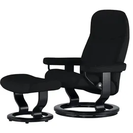 Stressless Relaxsessel Consul Leder 76 x 100 x 71 cm Schwarz mit Hocker