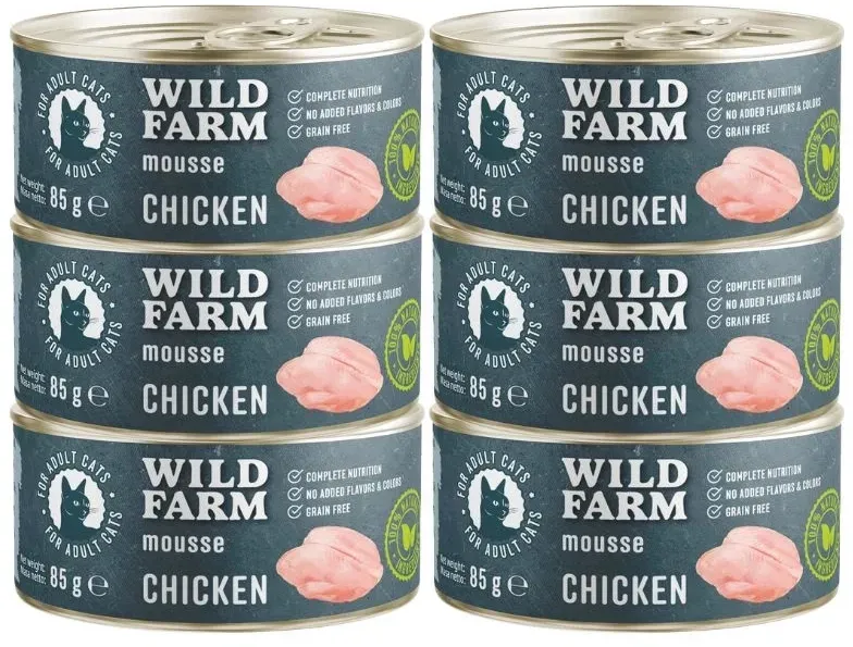 WILD FARM Mousse Huhn 6x85g - getreidefreies Mousse für Katzen