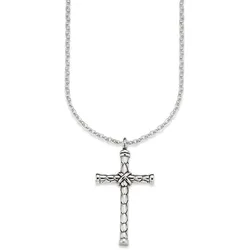Kette mit Anhänger BRUNO BANANI "Schmuck Geschenk, Halskette Kreuz Ankerkette Silber", silber (edelstahlfarben), Halsketten, Herren, Edelstahl, L: 55cm