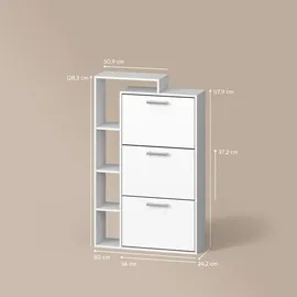 livinity® Ortello 80 x 128,3 x 24,2 cm mit 3 Schubladen / weiß