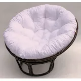 Rattan Papasan Sessel inkl. hochwertigen Polster, D 110 cm, Fb. Darkbrown, Polster weiß