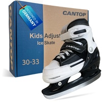 EXPLORER Cantop Schlittschuhe Kinder verstellbar Größe 30-33 für Jungen, Mädchen, Damen und Herren Eishockey Schlittschuh im Sneaker Design in Schwarz Weiß